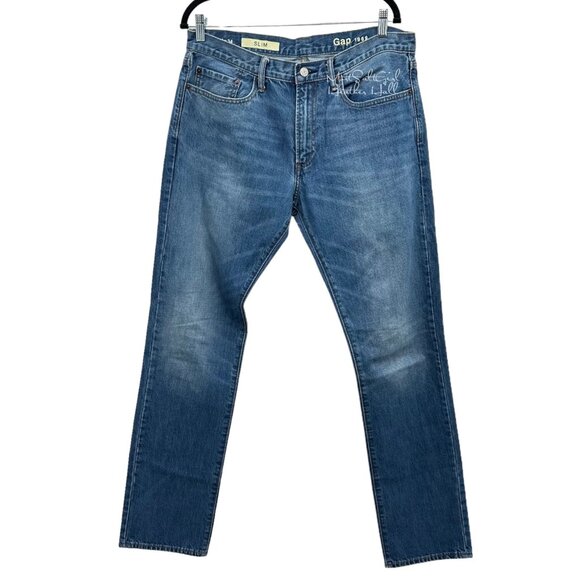 Gap Medium Indigo Slim Fit Denim Jeans Size 34/34 - Picture 1 of 4
